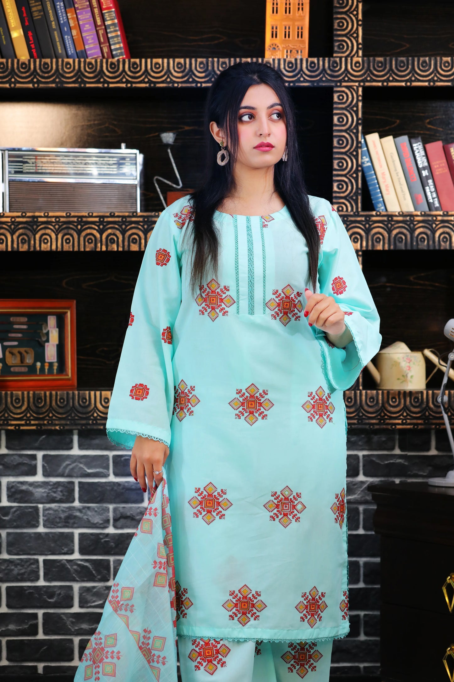 Rozalia Aqua Embroidered 3Pcs