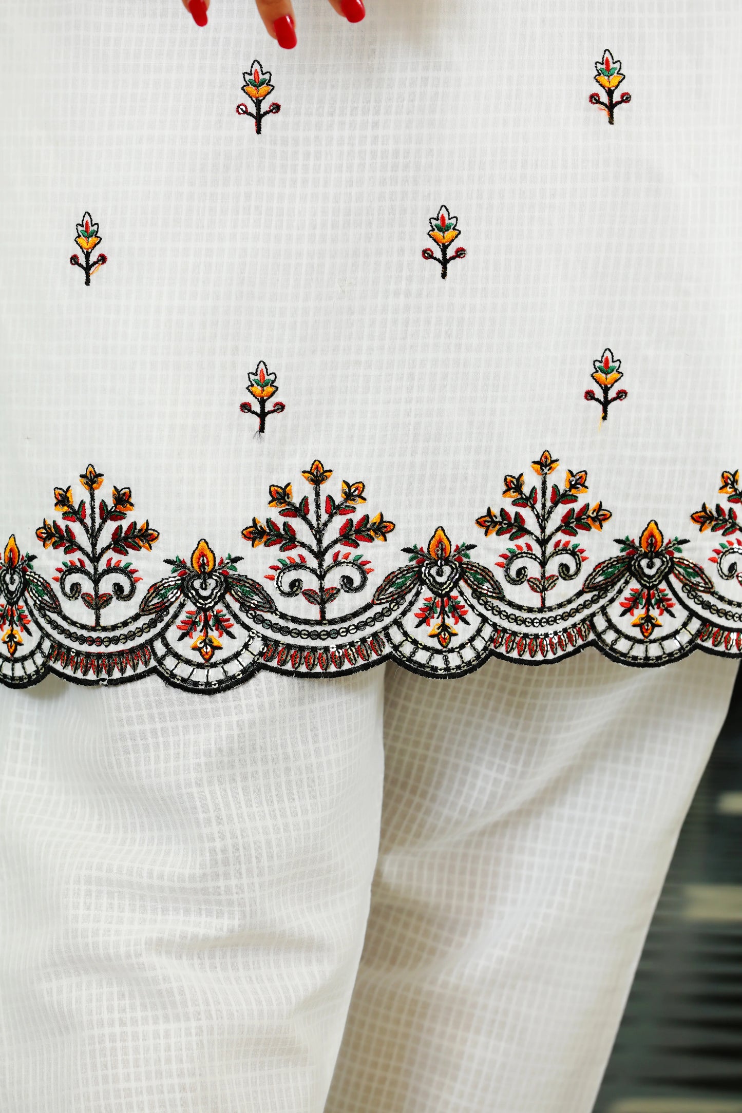 Emilia White Embroidered 2PC