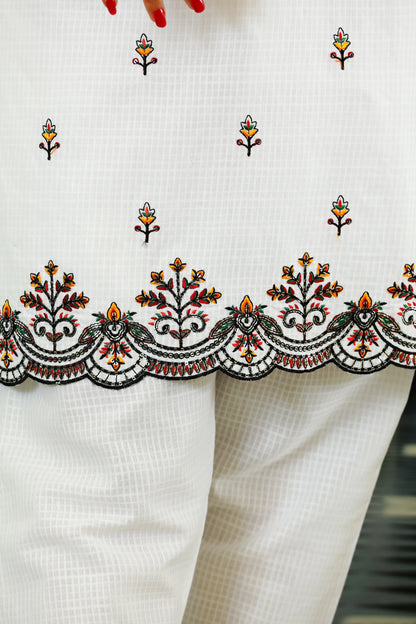 Emilia White Embroidered 2PC