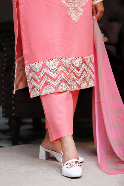 Oksana Pink Embroidered 3Pcs