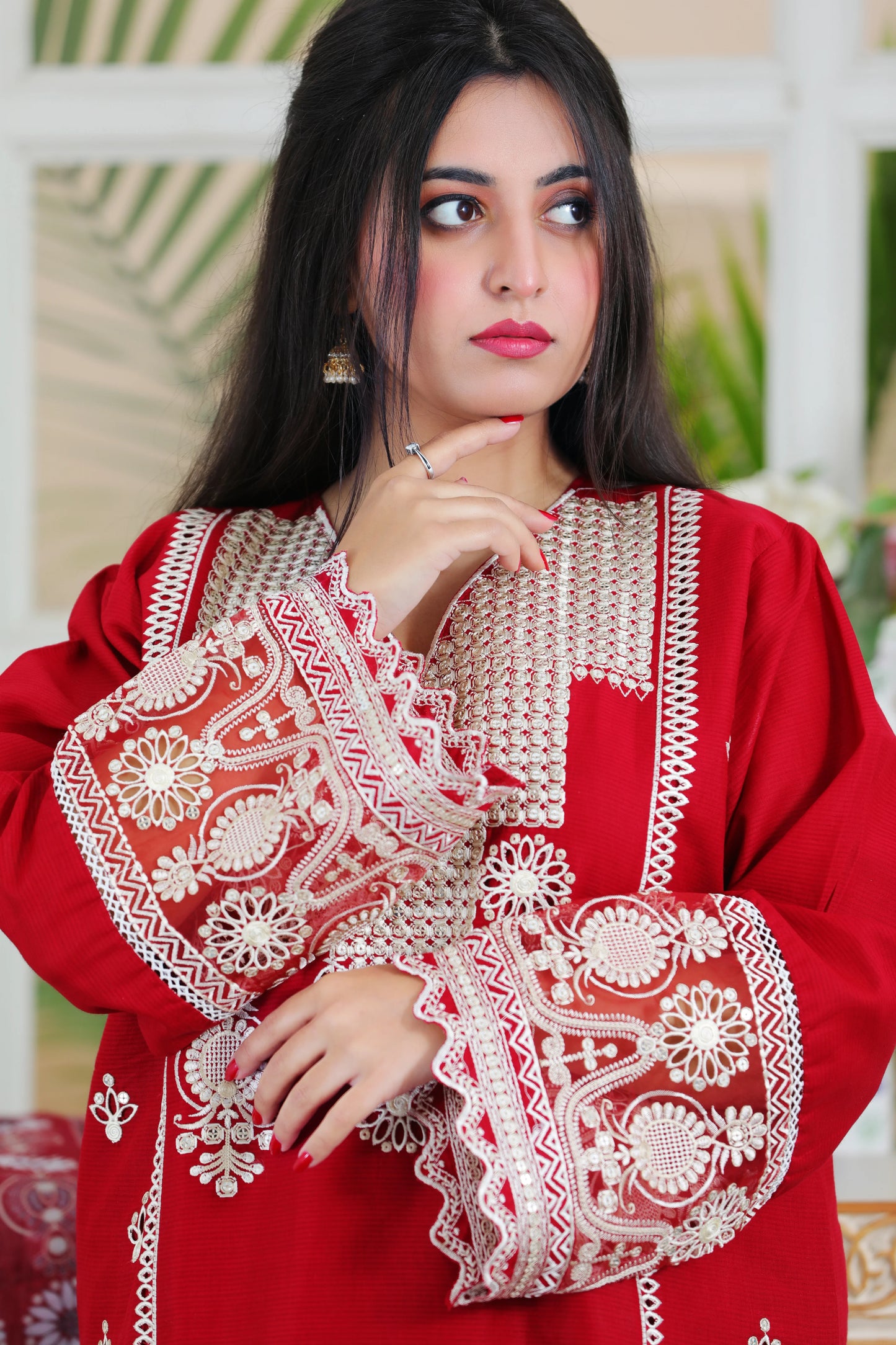 Larisa Maroon Embroidered 3Pcs