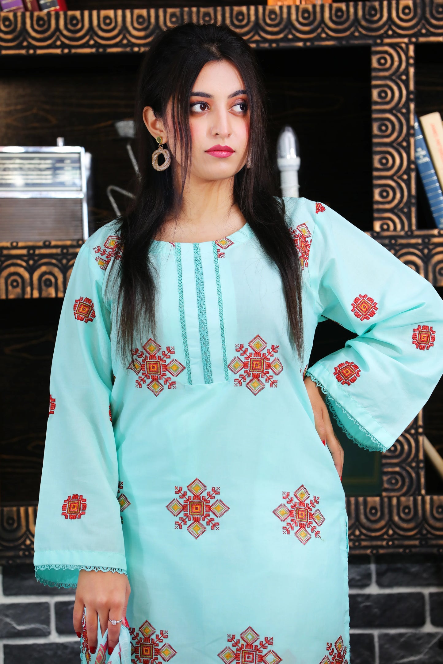 Rozalia Aqua Embroidered 3Pcs