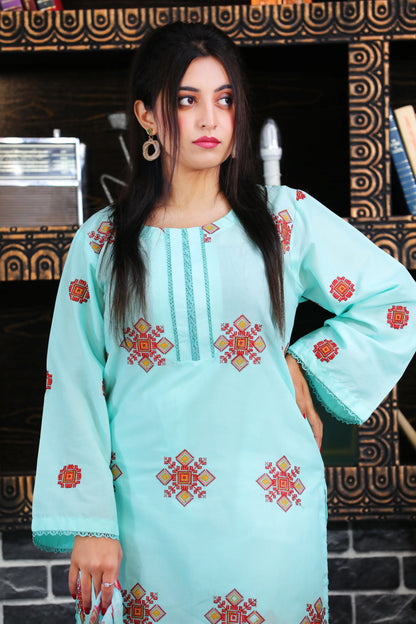 Rozalia Aqua Embroidered 3Pcs