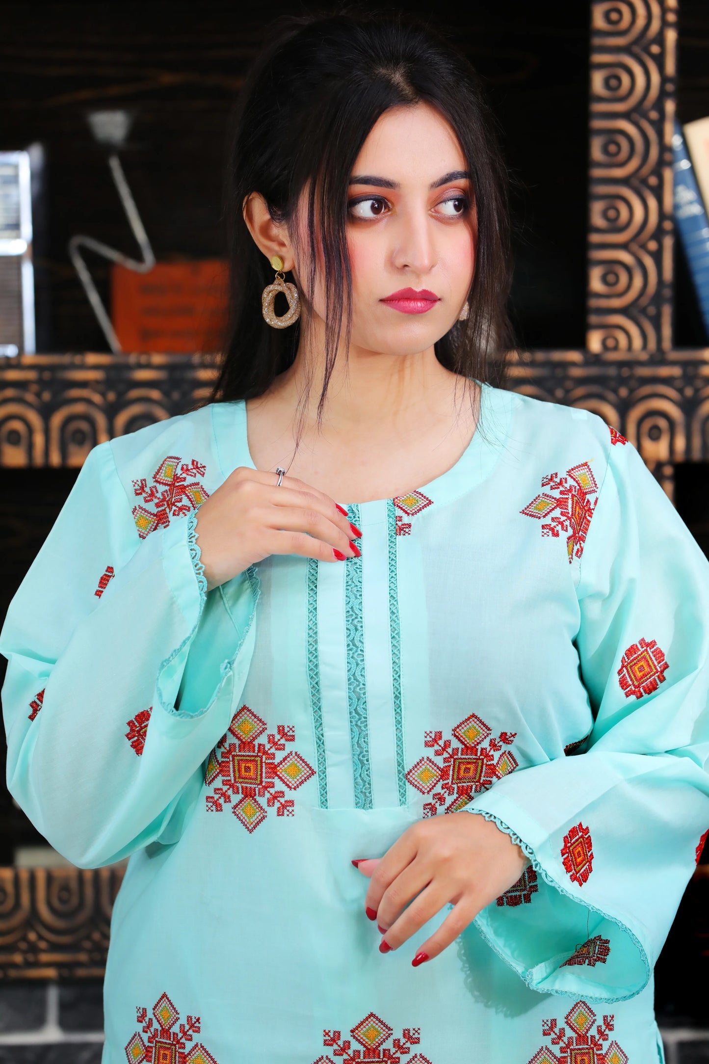 Rozalia Aqua Embroidered 3Pcs