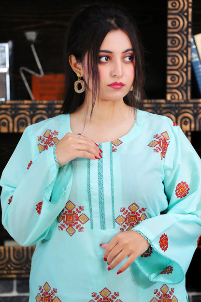 Rozalia Aqua Embroidered 3Pcs