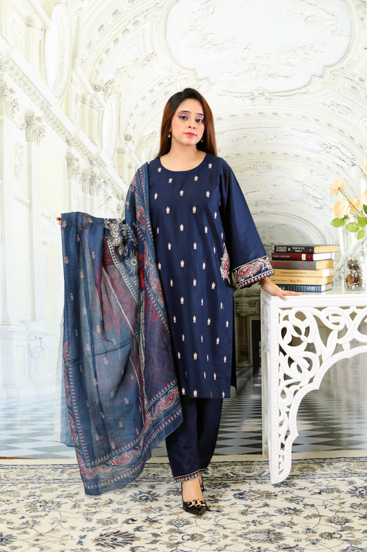 Frema Navy Embroidered 3pc