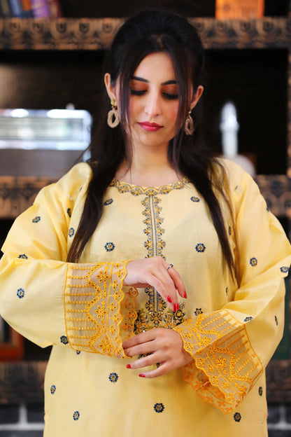 Zariah Lemon Embroidered 3Pcs
