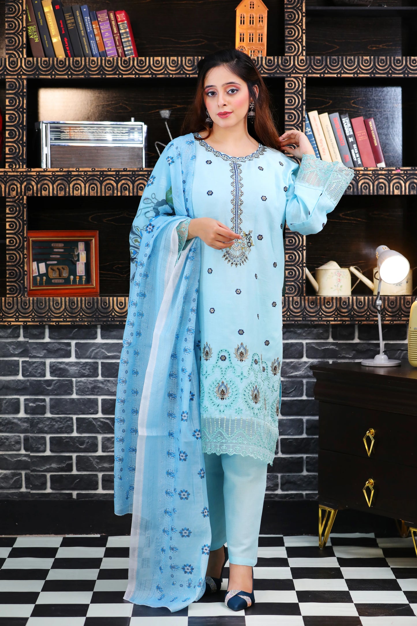 Zariah SKY Embroidered 3Pcs