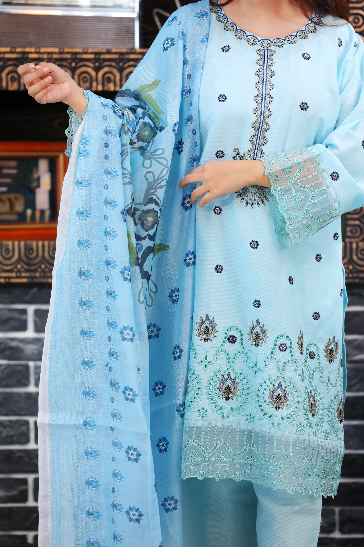 Zariah SKY Embroidered 3Pcs
