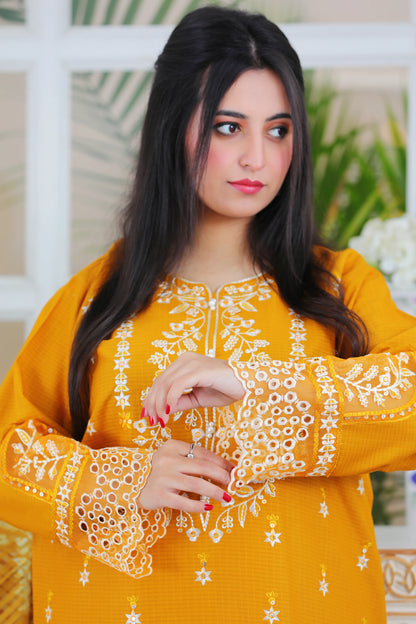 Ofeliya Mustard Embroidered 3Pcs