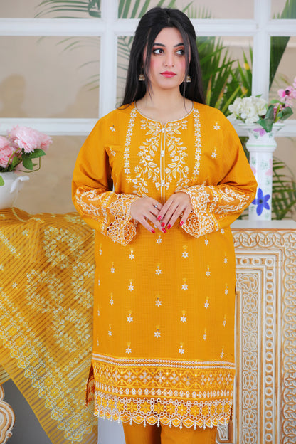 Ofeliya Mustard Embroidered 3Pcs