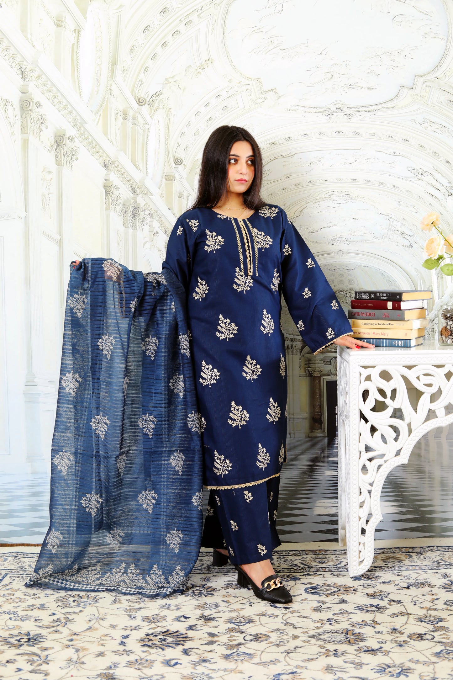 Alisa Navy Embroidered 3Pcs