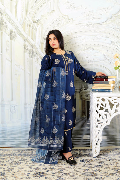 Alisa Navy Embroidered 3Pcs