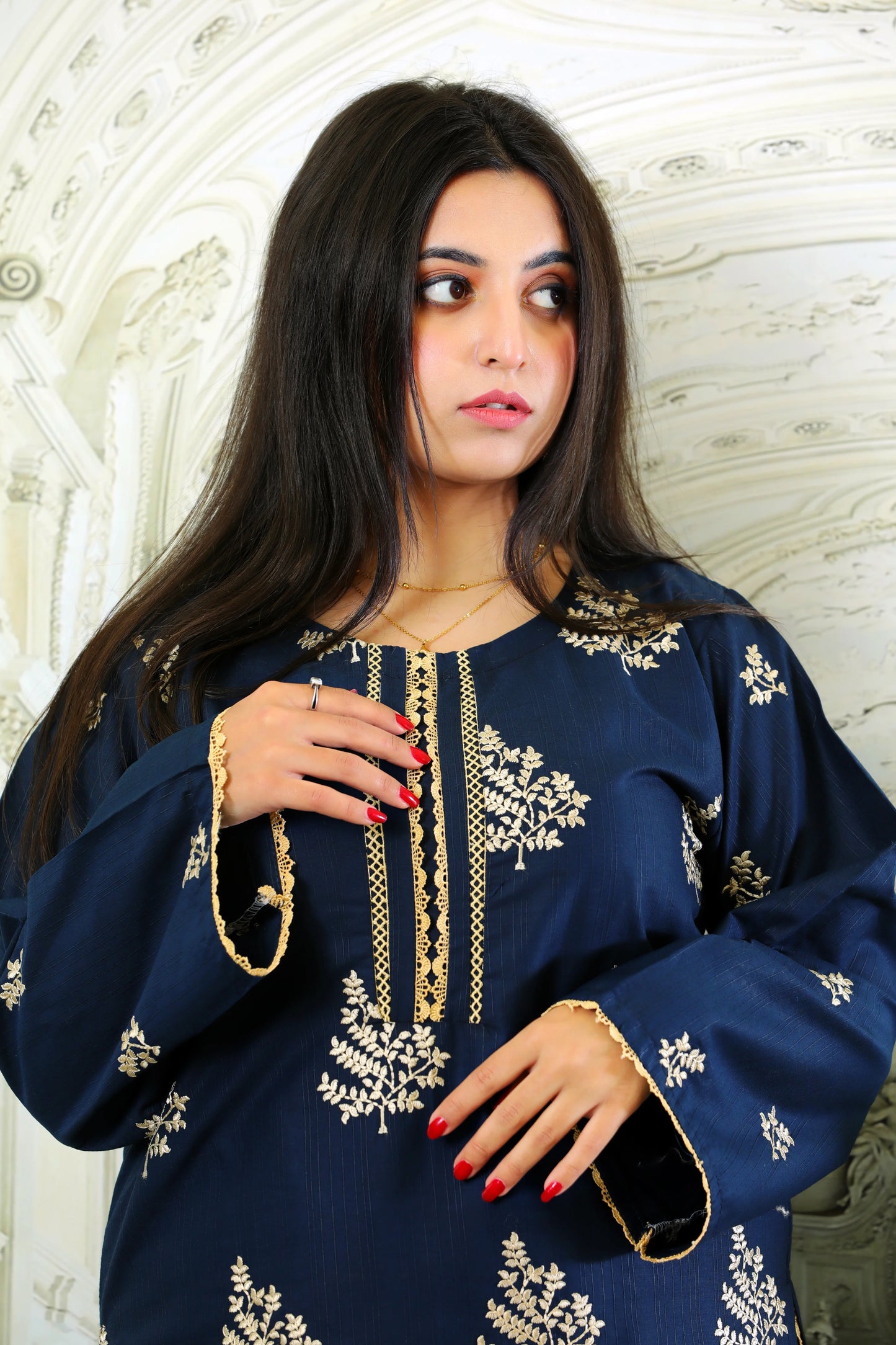 Alisa Navy Embroidered 3Pcs