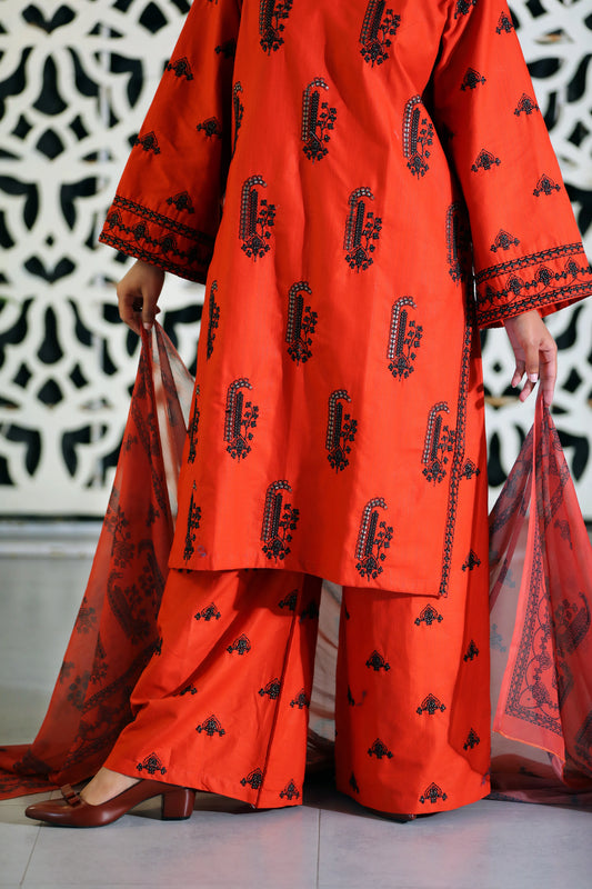 Marfa Rust Embroidered 3Pcs