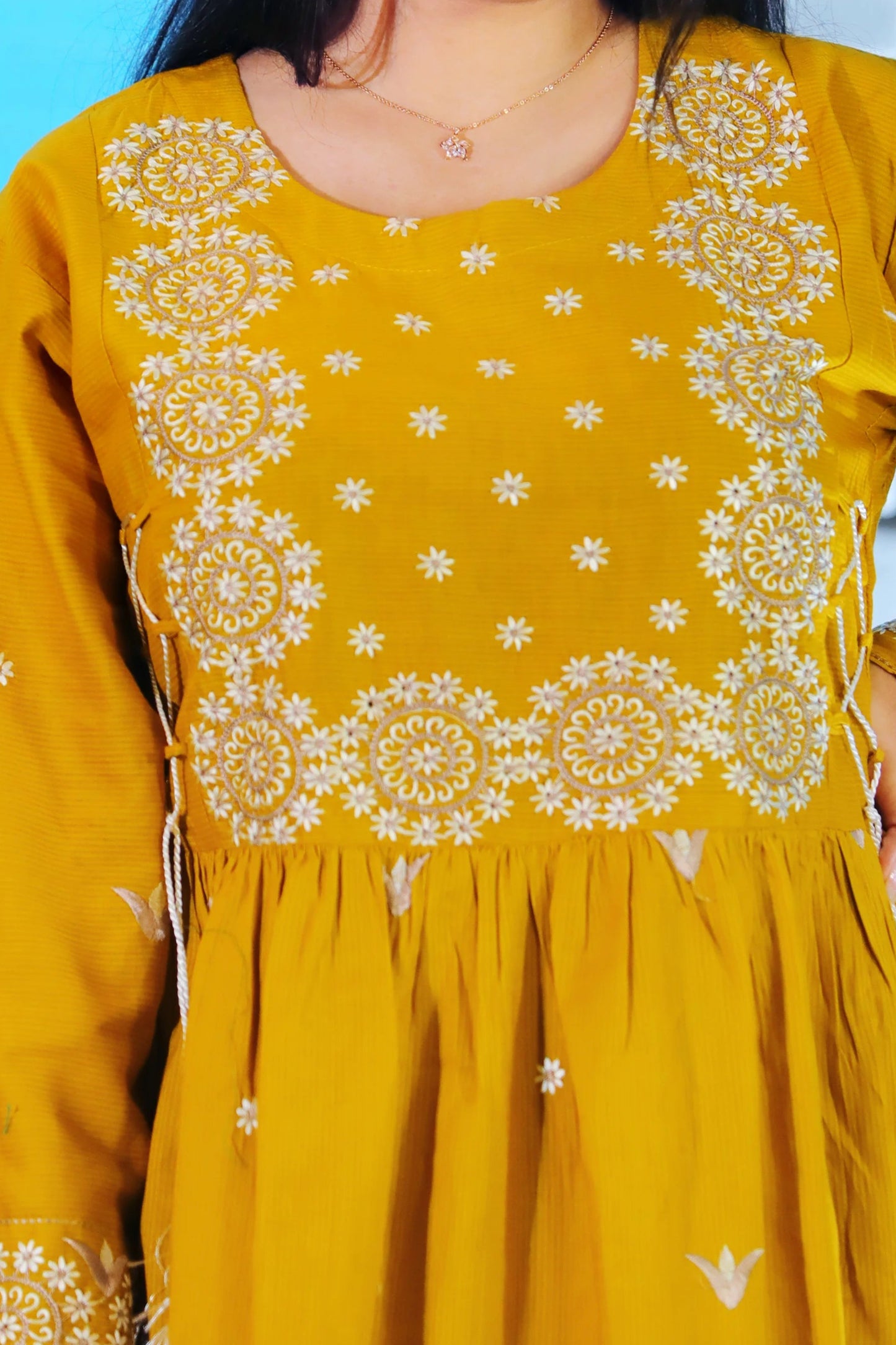 Zorya Mustard Embroidered 3Pcs