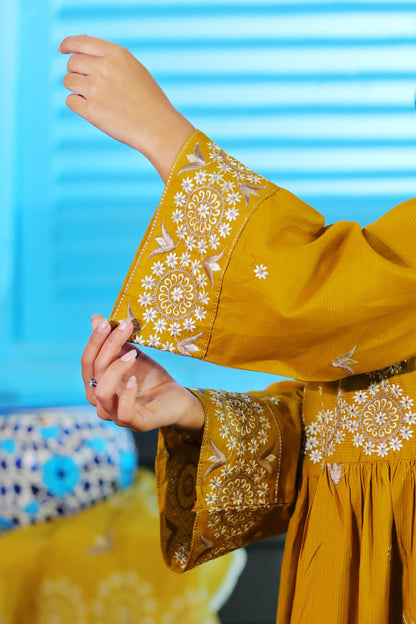 Zorya Mustard Embroidered 3Pcs