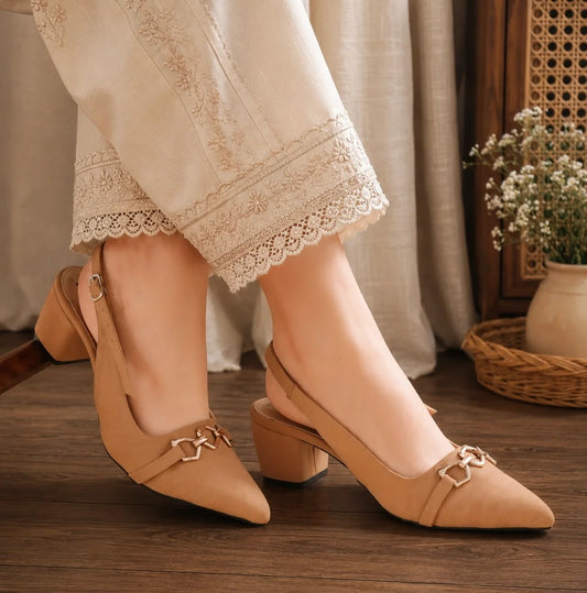 Sevish beige women sling back heel sandals