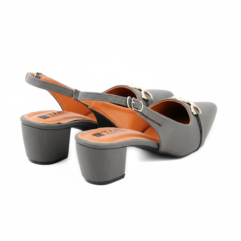 Sevish grey women sling back heel sandals