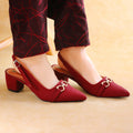 Sevish maroon women sling back heel sandals