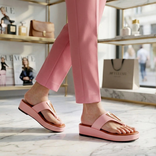 Vento Pink women wedge slippers