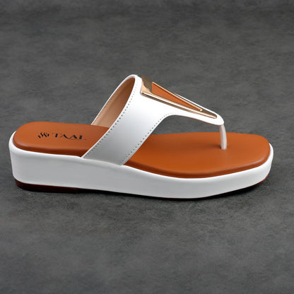 Vento White women wedge slippers