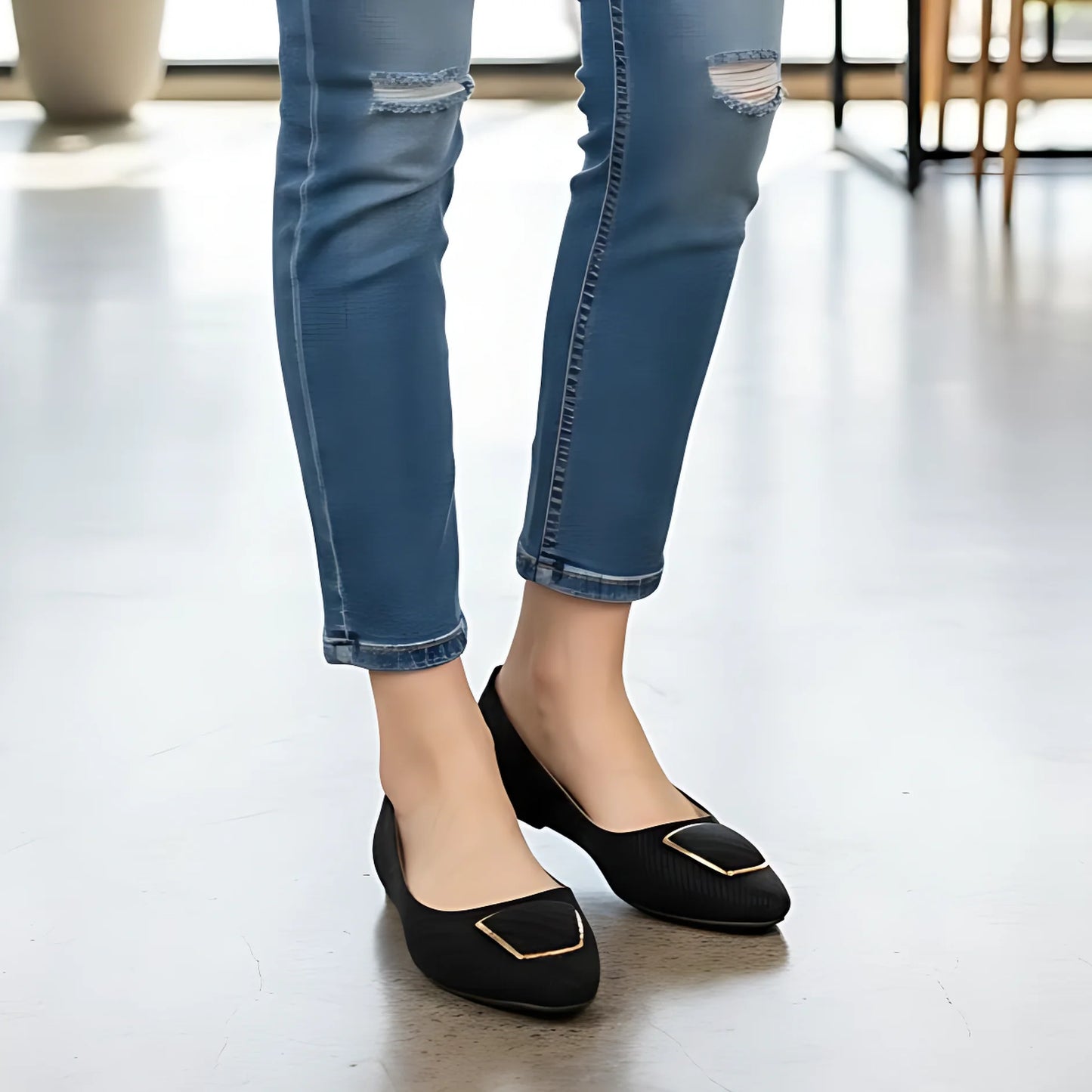Zyla black Women Flat Pumps
