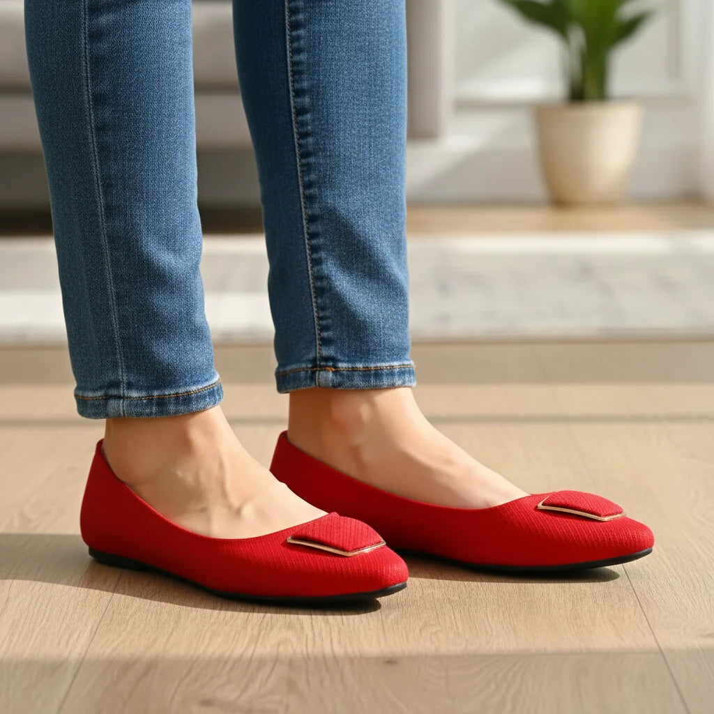 Zyla red Women Flat Pumps