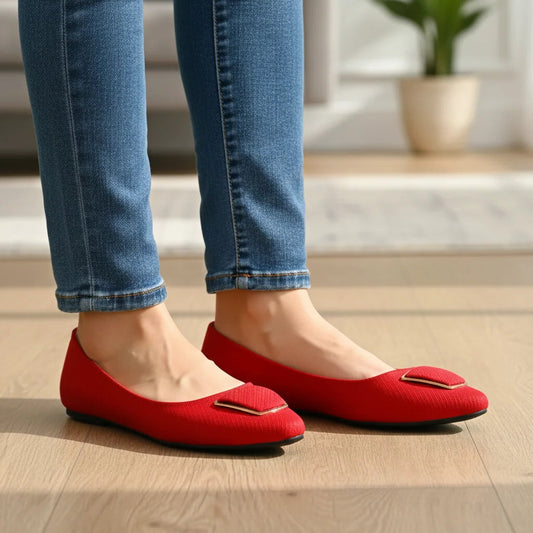 Zyla red Women Flat Pumps