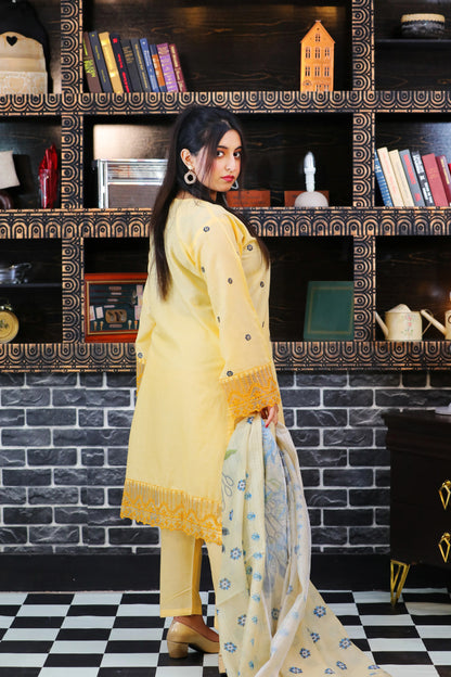 Zariah Lemon Embroidered 3Pcs