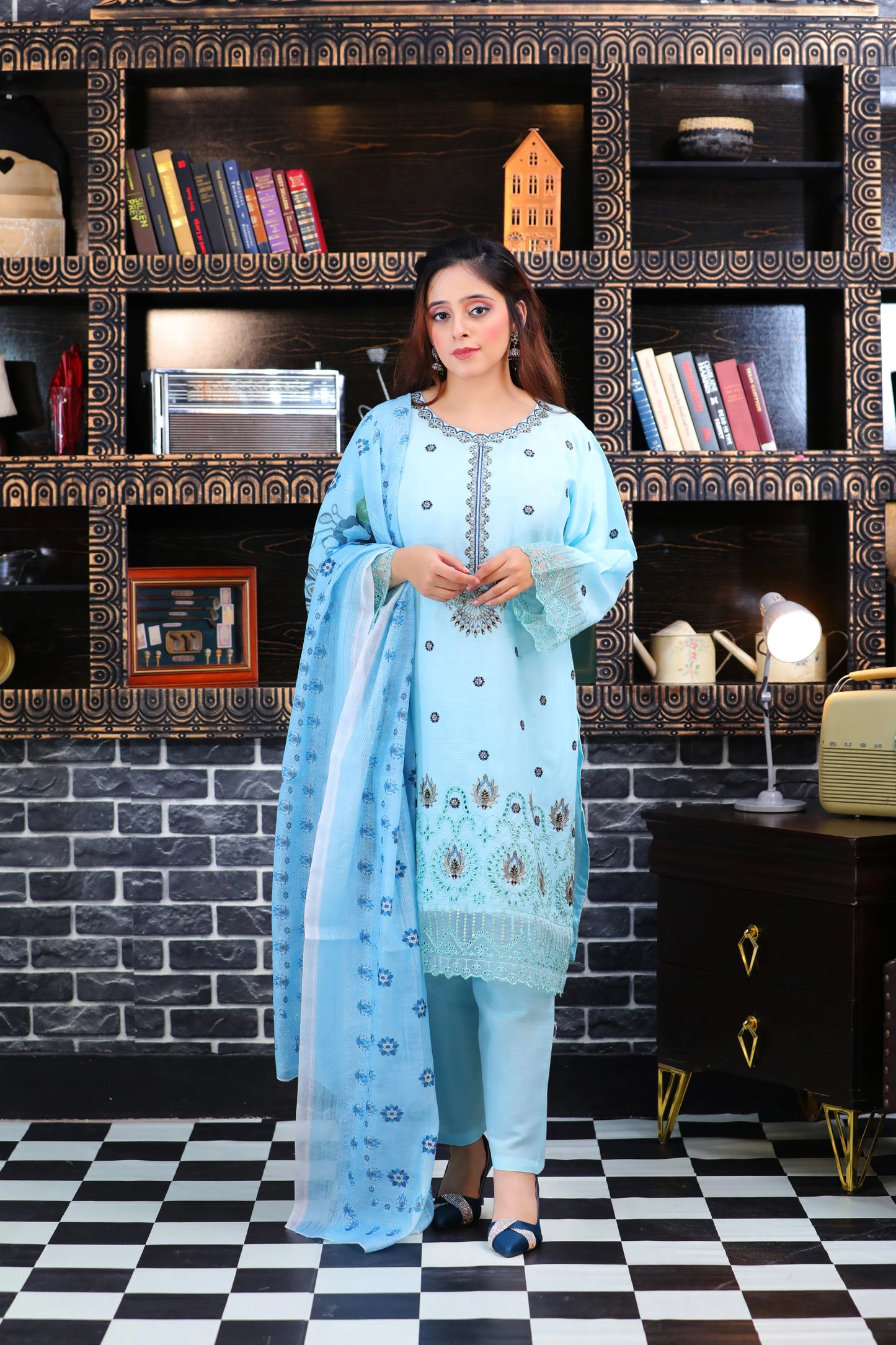 Zariah SKY Embroidered 3Pcs