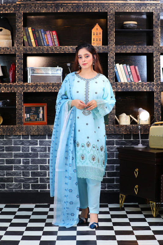Zariah SKY Embroidered 3Pcs